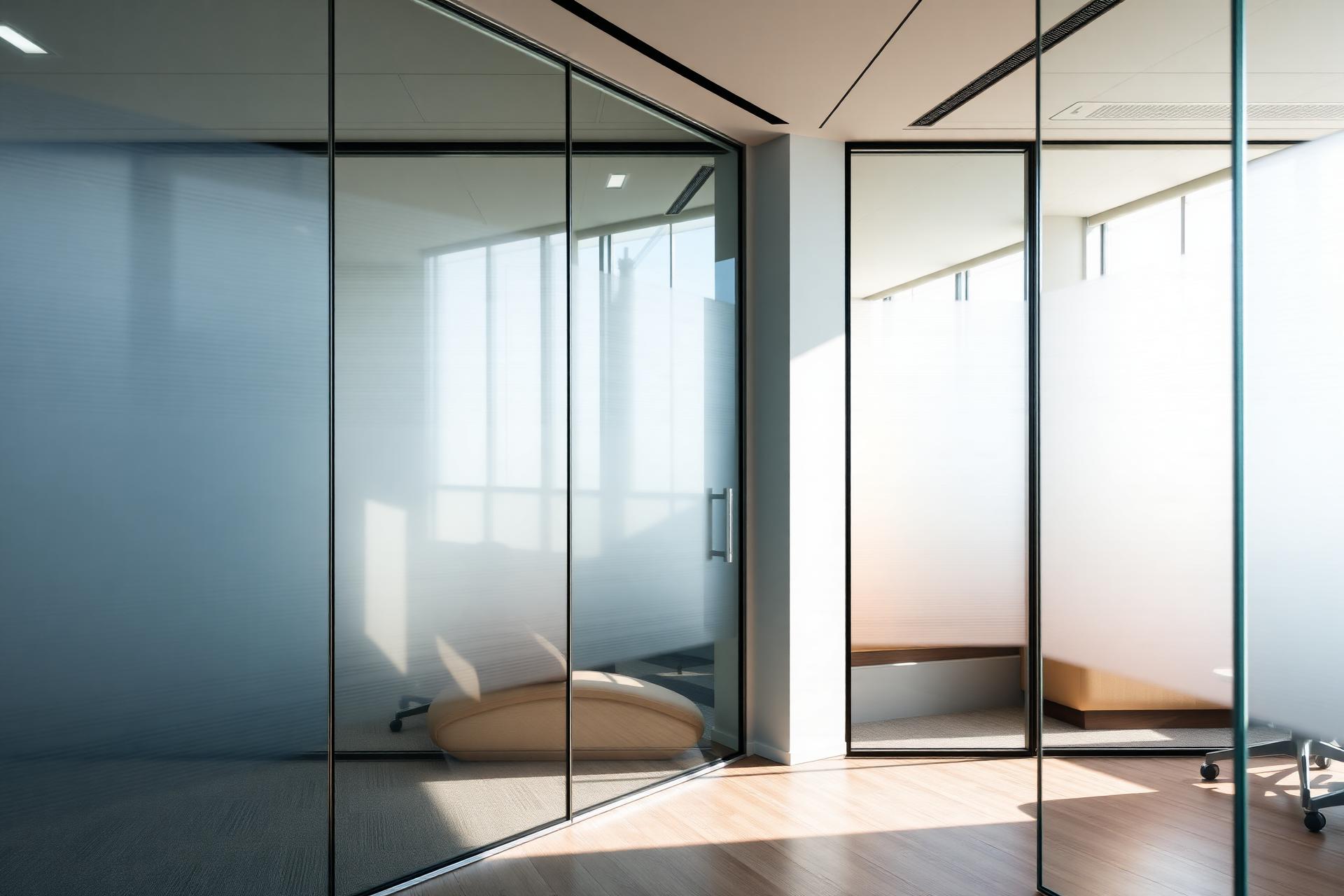Modern office with frosted glass partitions